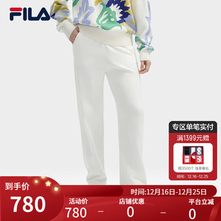 FILA 斐乐 ×V&A联名系列斐乐女士针织长裤2024春季时尚香蕉裤 云菇白-WT 165/66A/M