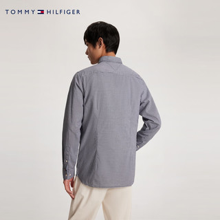 TOMMY HILFIGER24早春男装经典纯棉小格纹商务休闲修身衬衫MW0MW33764 蓝白格子0MS XS（：100-120斤）