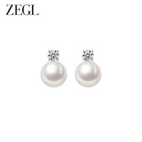 ZEGL灰色人造大珍珠高级感耳环女小众设计感925银巴洛克银针耳饰品 暮色星辰耳钉白金色 10mm