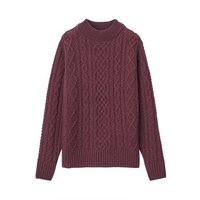 MUJI 無印良品 女士圆领毛衣 W9AA874 深紫红色 S