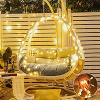 腾雅卓 吊椅吊篮藤椅摇篮椅 秋千吊床室内户外阳台休闲时尚鸟巢懒人摇椅 粗藤双杆双人太空椅白色(扭花)