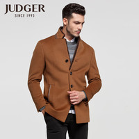 庄吉（Judger）羊毛呢大衣外套羊羔毛领秋冬厚款休闲男士含羊绒 浅棕色 170/92A