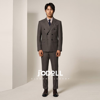 JODOLL乔顿深灰色纯羊毛西服男商务休闲时尚双排扣套西上衣 深灰色 44A