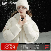 FILA FUSION斐乐潮牌欧阳娜娜同款长羽绒服连帽羽绒服女外套 纶度白-WT 155/76A/XS