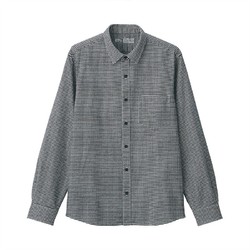 MUJI 無印良品 无印良品 MUJI 男式 法兰绒 衬衫 ACA77C1A 长袖休闲白衬衫 格子衬衫 米白色格纹 M