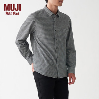 MUJI 無印良品 无印良品 MUJI 男式 法兰绒 衬衫 ACA77C1A 长袖休闲白衬衫 格子衬衫 米白色格纹 XL