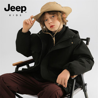 Jeep童装棉服中大童秋冬季棉衣加厚外套冬装青少年 黑色 160cm