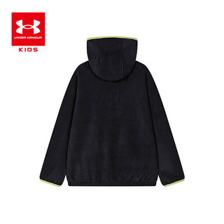 安德玛（Under Armour）男大童连帽加绒卫衣童装冬套头连帽运动上衣 黑色 140cm