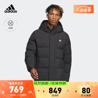 adidas阿迪达斯轻运动男装冬季600蓬保暖连帽鸭绒羽绒服 黑色 A/S