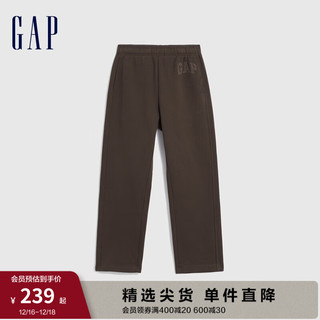 Gap男装冬季2023LOGO宽松碳素软磨抓绒卫裤880264时尚运动裤 棕色 175/84A(L)亚洲尺码