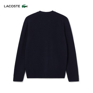 LACOSTE法国鳄鱼男女装时尚藏青色V领针织衫开衫AH0399 166/藏青色 XL/185