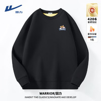 WARRIOR 回力 加绒加厚圆领卫衣男冬季新款宽松大码无帽上衣服男款春秋外套