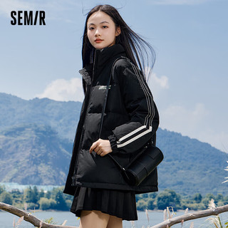 森马（Semir）永久联名系列羽绒服女中长款宽松插肩袖外套109723113003