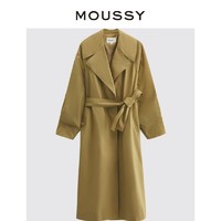 MOUSSY 摩西 2023冬季新品英伦翻驳领长版风衣女028GAZ30-6200