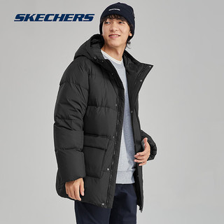 斯凯奇（Skechers）秋冬羽绒服男士通勤舒适保暖时尚羽绒外套L423M091 碳黑/0018 2XL