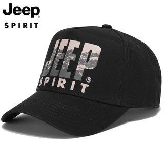 Jeep吉普帽子男士棒球帽鸭舌帽款潮流嘻哈时尚旅游户外街头遮阳帽 黑色 均码56-61可调节