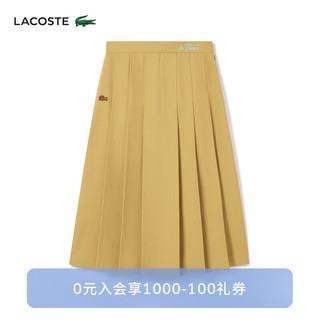 LACOSTE X le FLEUR* 联名法国鳄鱼女士百褶时尚半身裙JF5183 TEI/姜黄色 38/M/165