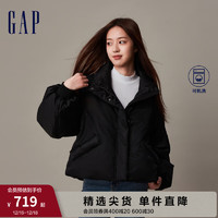 Gap女装冬季宽松廓形羽绒服840896大绒朵面包服 黑色 170/88A(L)亚洲尺码