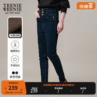 Teenie Weenie小熊20加绒保暖牛仔裤高腰长裤小脚裤女 深蓝色 160/S