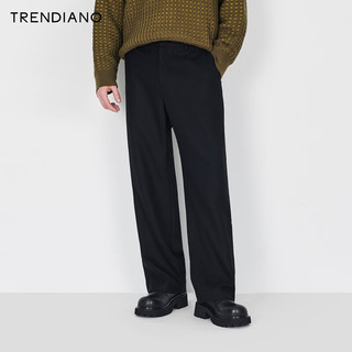 TRENDIANO 经典系列绵羊毛宽松休闲长裤简约男潮 黑色090 XL 33（2尺6）