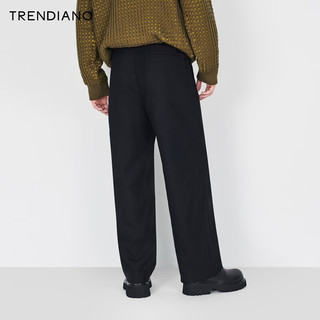TRENDIANO 经典系列绵羊毛宽松休闲长裤简约男潮 黑色090 XL 33（2尺6）