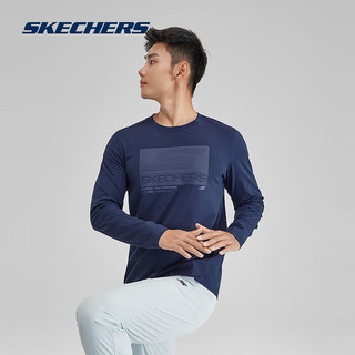 斯凯奇（Skechers）简约T恤衫圆领上衣P423M134 海军学院蓝/02MZ S