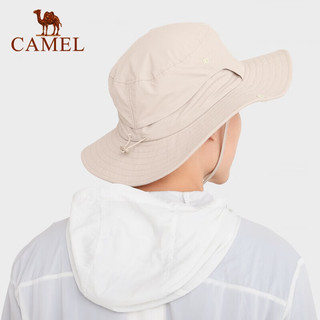 骆驼（CAMEL）渔夫帽丁真同款大头围防晒遮阳太阳帽子大帽檐遮脸大沿帽 A0W3K3130，灰绿 均码