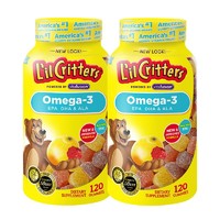 黑卡会员：L'il Critters Omega 3鱼油DHA健脑软糖 120粒/瓶 两件装