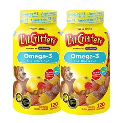 L'il Critters 丽贵 Omega 3鱼油DHA健脑软糖 120粒/瓶 两件装