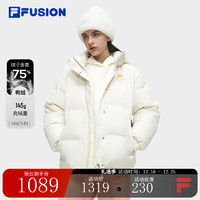 FILA FUSION斐乐潮牌羽绒服女时尚休闲基础连帽上衣 纶度白-WT 175/92A/XL