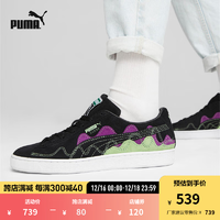 彪马（PUMA） 男女同款复古休闲板鞋 SUEDE SOUNDWAVE 393257 黑色-浅绿色-01 48.5