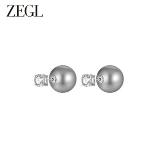 ZEGL法式人造大珍珠耳环女2023耳钉感小众925银针耳饰品 珠光闪烁耳钉