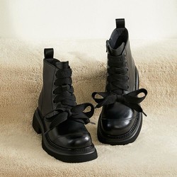 BASTO 百思图 2023冬季新款时尚运动休闲马丁靴粗跟圆头女短靴
