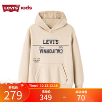 Levi's 李维斯 童装23冬季男童加绒卫衣儿童连帽保暖上衣 浅卡其色 150/72(M)
