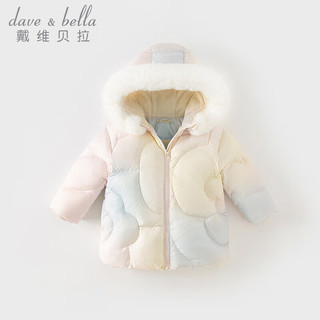 戴维贝拉（DAVE＆BELLA）女童中长款羽绒服保暖儿童衣服加厚中大童外套冬装幼儿羽绒衣 紫霞粉绡 140cm(身高130-140cm)