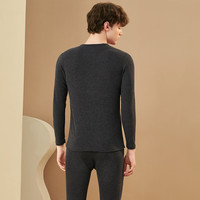 芬腾保暖内衣男秋季圆领简约修身保暖内衣打底秋衣秋裤套装 黑灰 L