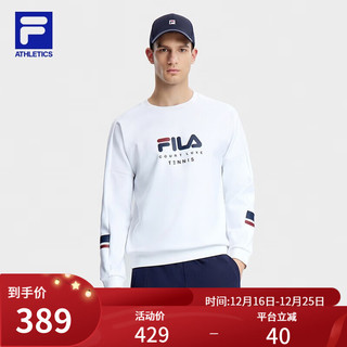 FILA 斐乐 男子套头卫衣简约网球运动圆领长袖上衣 玉石白-WT 185/104A/XXL