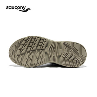 Saucony索康尼男女运动休闲鞋CYBER WEB皮面保暖厚底缓震舒适灰绿40