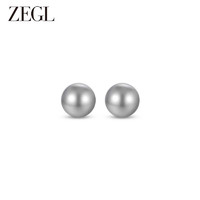 ZEGL人造施家珍珠耳环女925银针气质高级感小众设计耳钉法式耳饰 简约银珠耳环