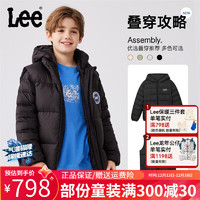 Lee 儿童羽绒服马甲上衣两件套冬男女童保暖加厚连帽外套装 黑色 两件套 110cm