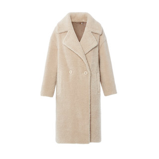 朗姿中长款泰迪颗粒羊毛大衣女高级感气质时尚外套冬季 深米色2 155/76A/S