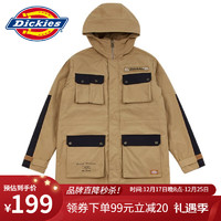 dickies棉服 多口袋logo印花长款充棉厚外套 棉服男DK008013 古铜色 00S