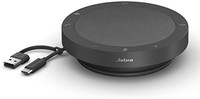 Jabra 捷波朗 Speak2 40 便携式免提电话 - 4 个降噪麦克风,50 毫米全频扬声器,宽带音频,清晰音质,USB-A/USB-C 连接 - 经认证的微软团队扬声器 - 深灰色
