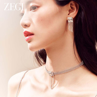 ZEGL爱心流苏耳环女潮气质高级感小众设计感轻奢长款耳饰 治愈流苏耳环
