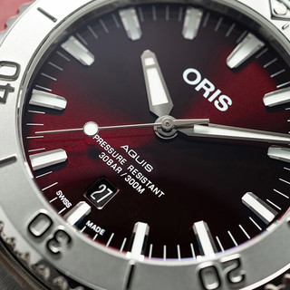 ORIS 豪利时 瑞士手表 潜水系列 车厘子色表盘时尚自动机械腕 日历腕表 41.5MM 73377664158MB