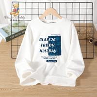 Classic Teddy精典泰迪童装男童卫衣儿童秋装中大童休闲上衣时尚百搭 白色 110