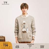 Teenie Weenie MenTeenieWeenie小熊男装毛衣时髦休闲大熊提花刺绣毛衫 卡其色 185/2XL