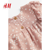 HM童装婴儿宝宝女婴儿童裙子甜美荷叶边长袖圆领连衣裙1076123