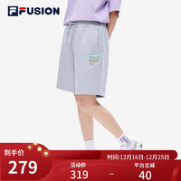 斐乐（FILA）FUSION针织多彩五分裤休闲短裤透气舒适 浮云灰花灰-MG 175/L