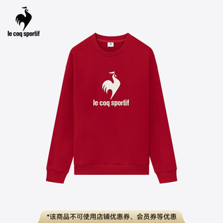 乐卡克（Le coq sportif）法国公鸡新年双旦款男女款24三色系列经典圆领套头衫卫衣 烈焰红色/G01 XS